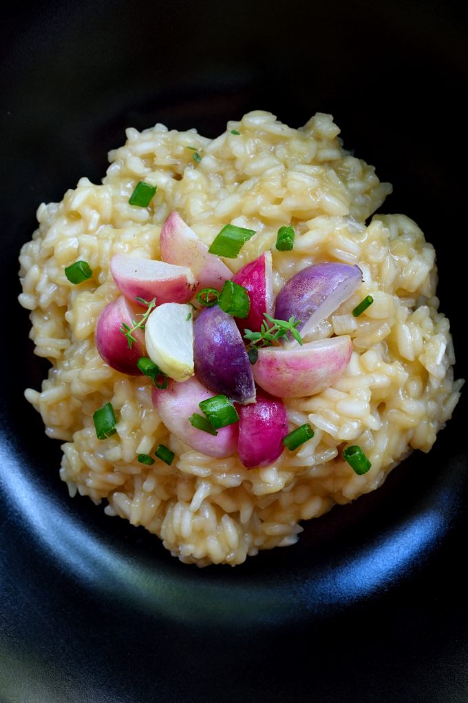 Radish risotto is a delightful and easy dish to prepare. Any kind of radishes are great in this dish and if you've got fresh ones from the garden, even better!