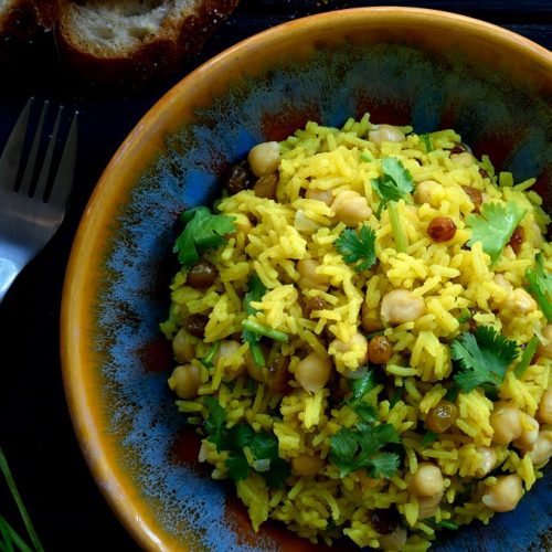 Arroz con Cúrcuma y Garbanzos Cilantro and Citronella