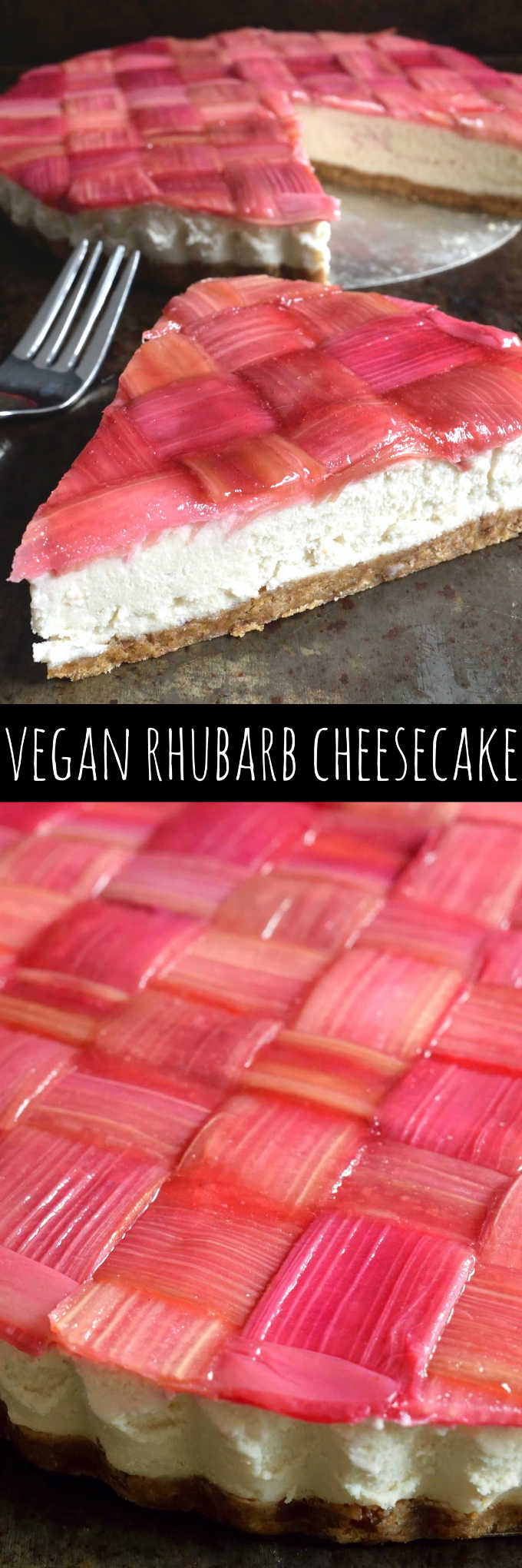 This vegan rhubarb cheesecake looks beautiful, tastes delicious and is surprisingly simple to make with just a few ingredients.