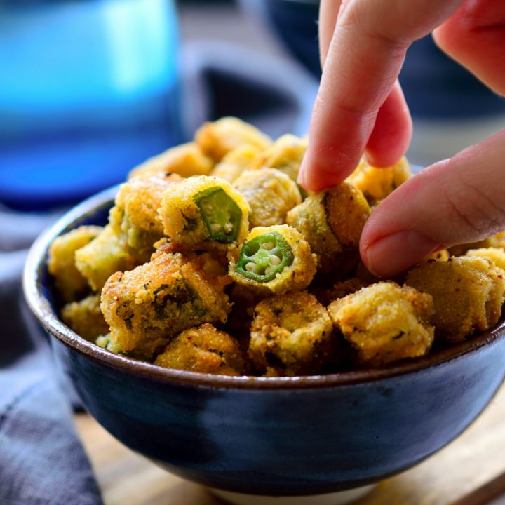 An easy appetizer, vegan fried okra. You can't eat just one!
