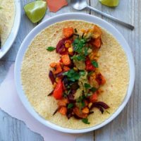 Roasted Vegetable Tacos with Smoky Avocado Cream
